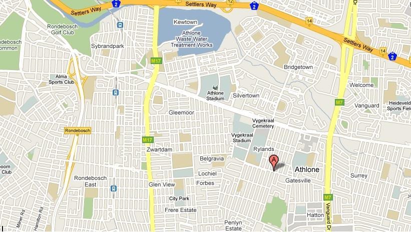 kaart van athlone in Kaapstad
