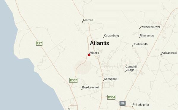 kaart van atlantis Kaapstad 
