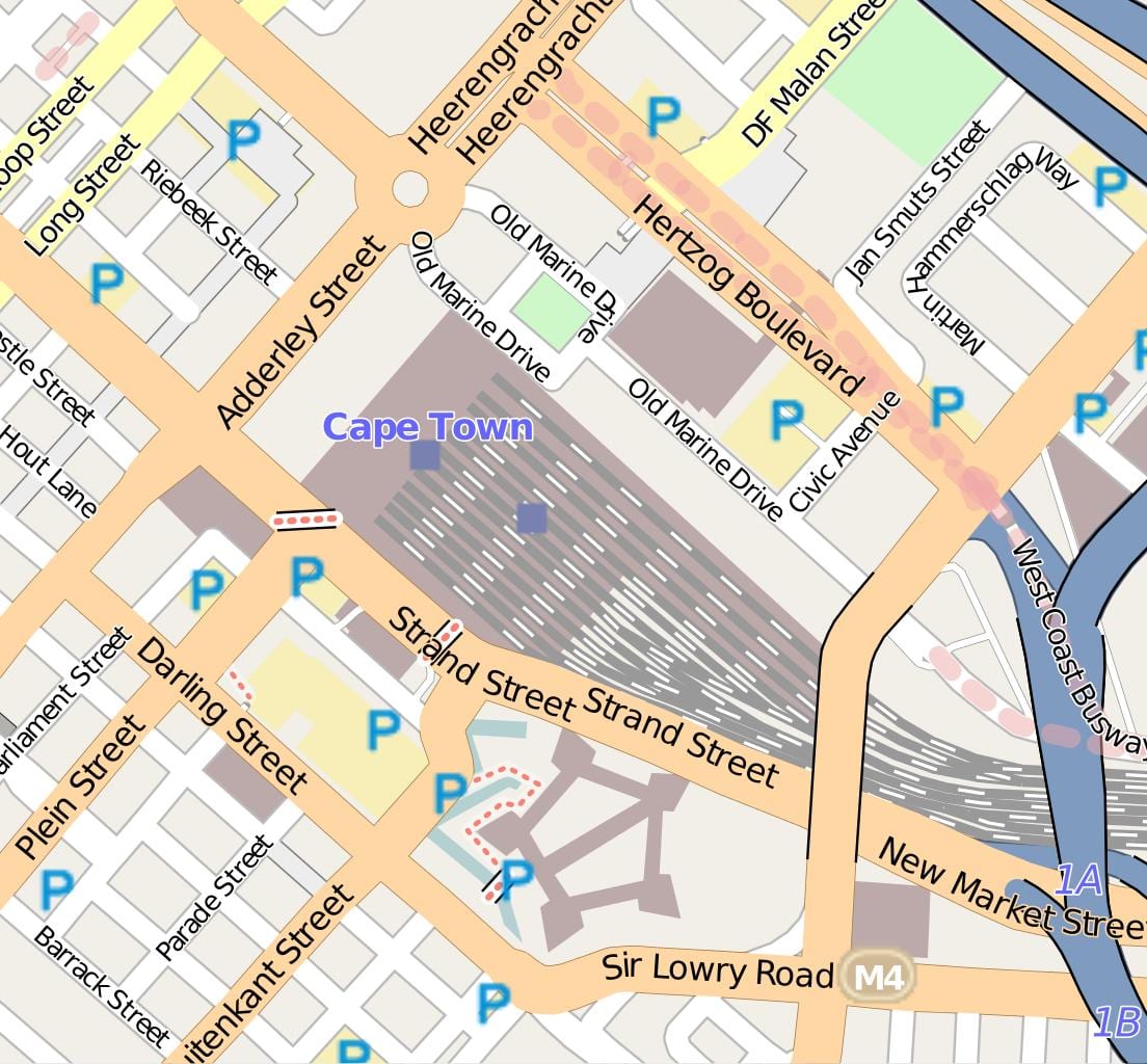 kaart van barak straat Kaapstad