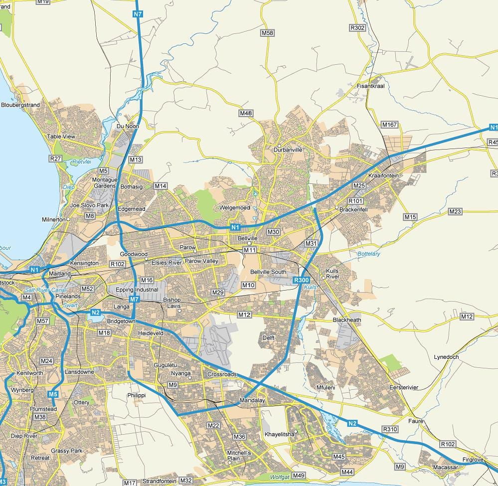 bellville Kaapstad kaart