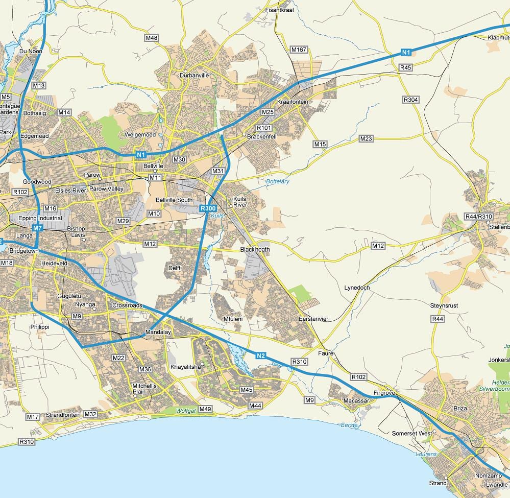 kaart van blackheath in Kaapstad