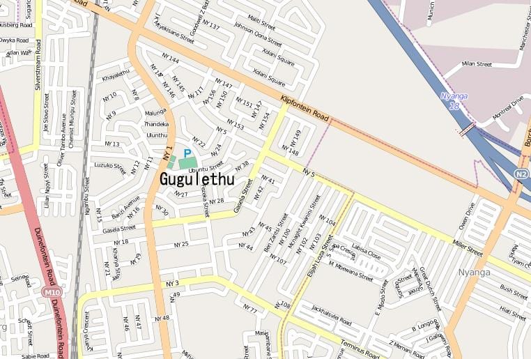 kaart van gugulethu, Kaapstad