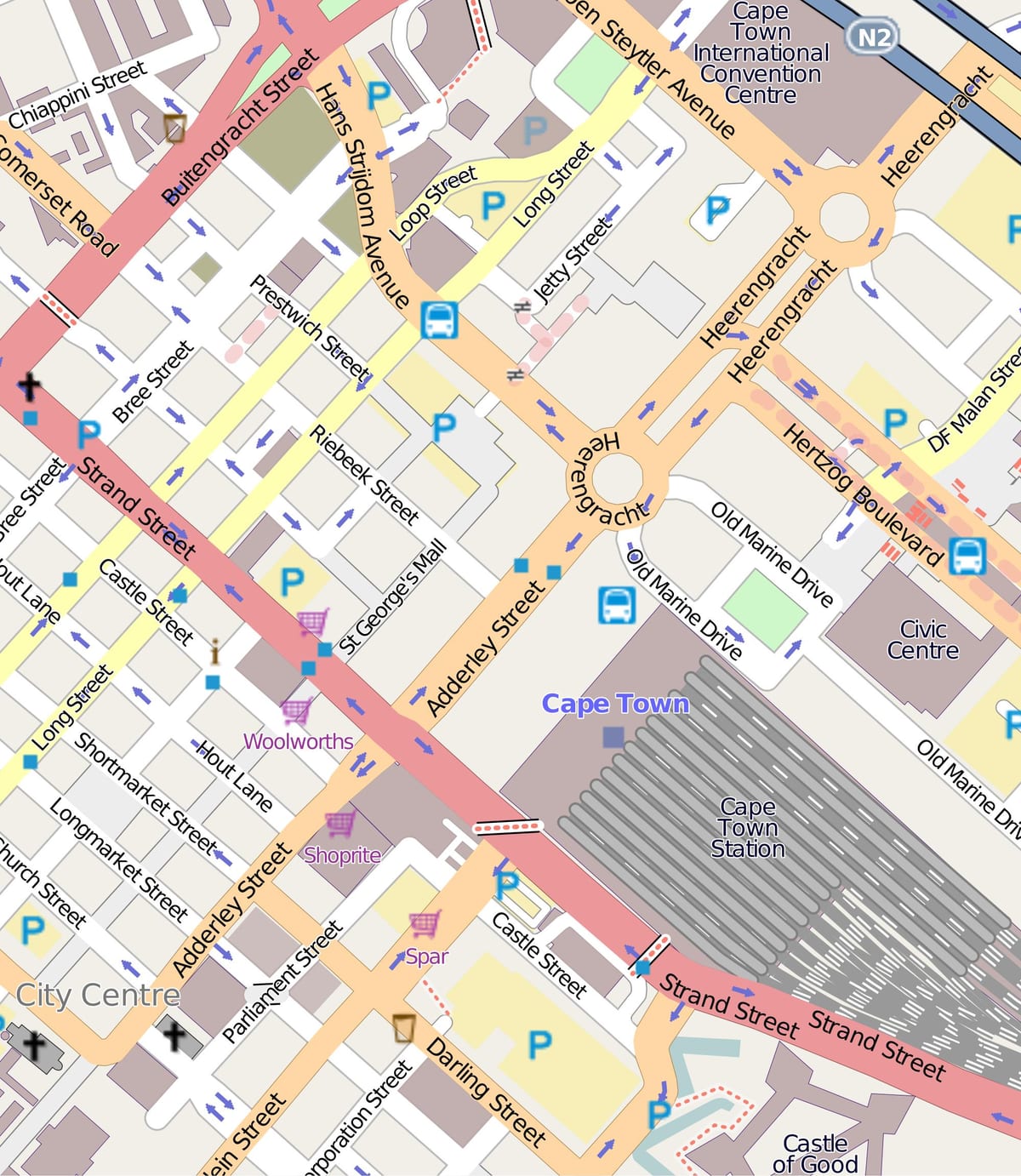 kaart van heerengracht straat Kaapstad