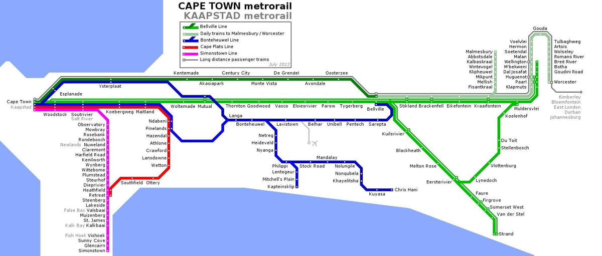 kaart van die Kaapstad-metro