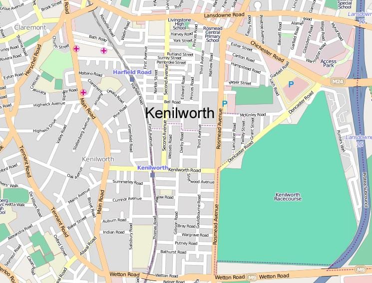 kaart van die kenilworth Kaapstad