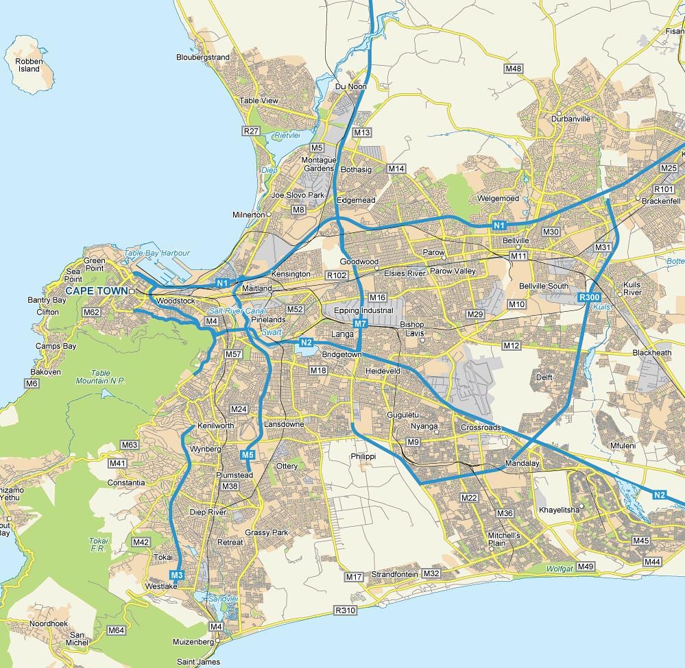 kaart van langa Kaapstad