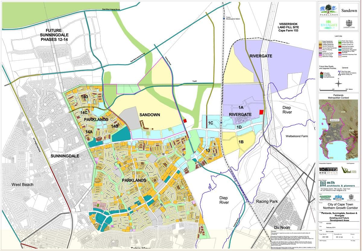 kaart van parklands Kaapstad 