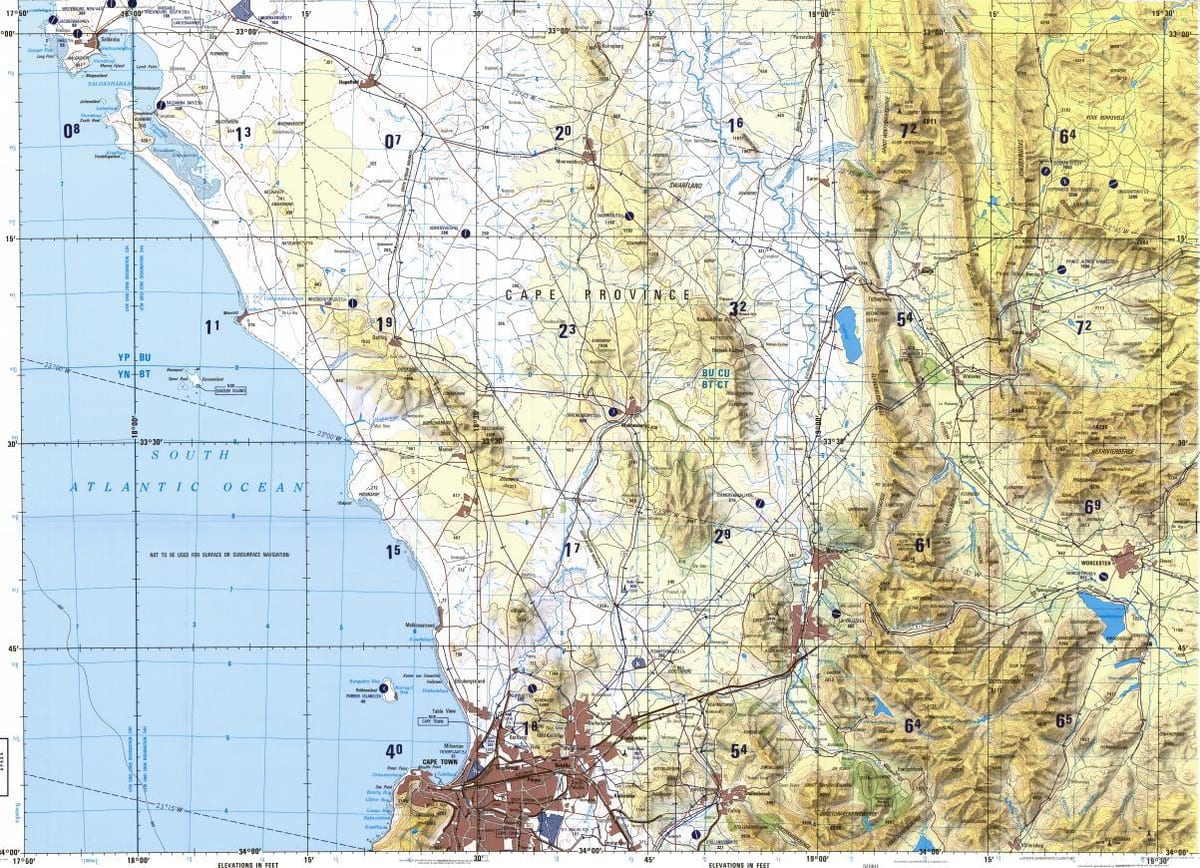 Kaapstad topografiese kaart