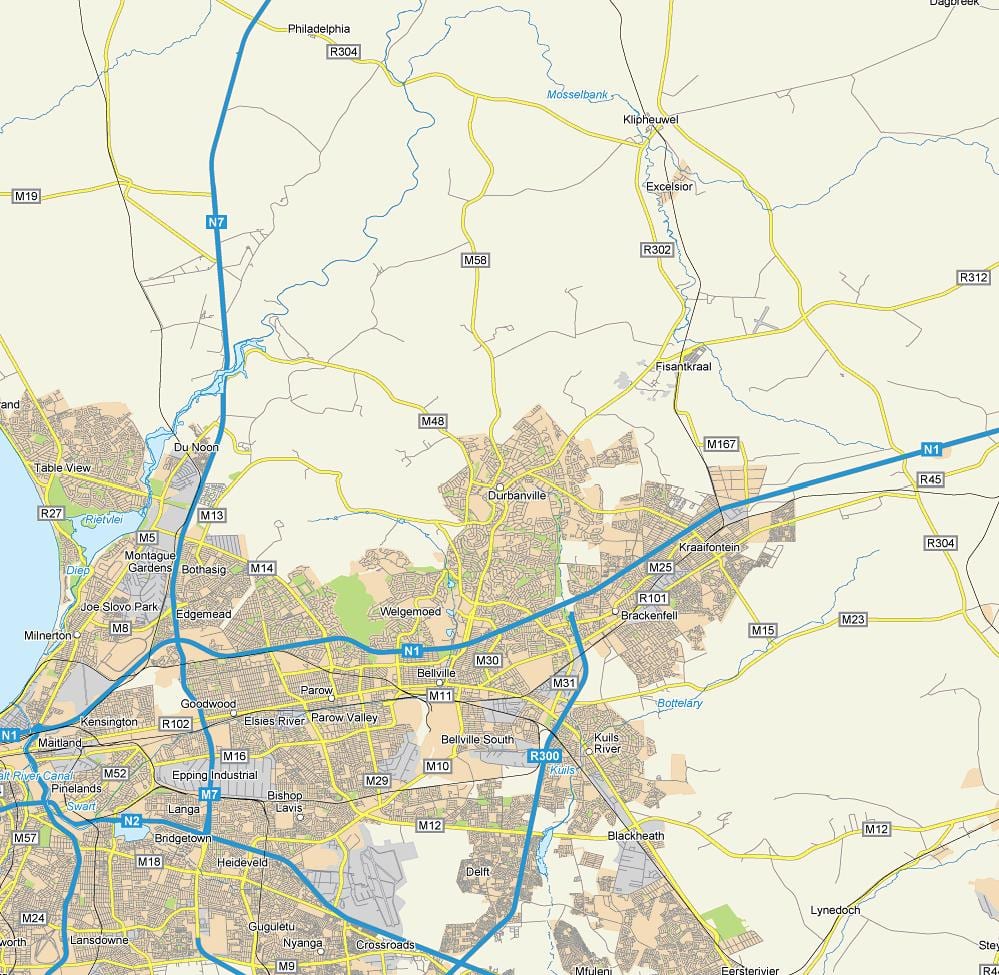 kaart van uitzicht durbanville