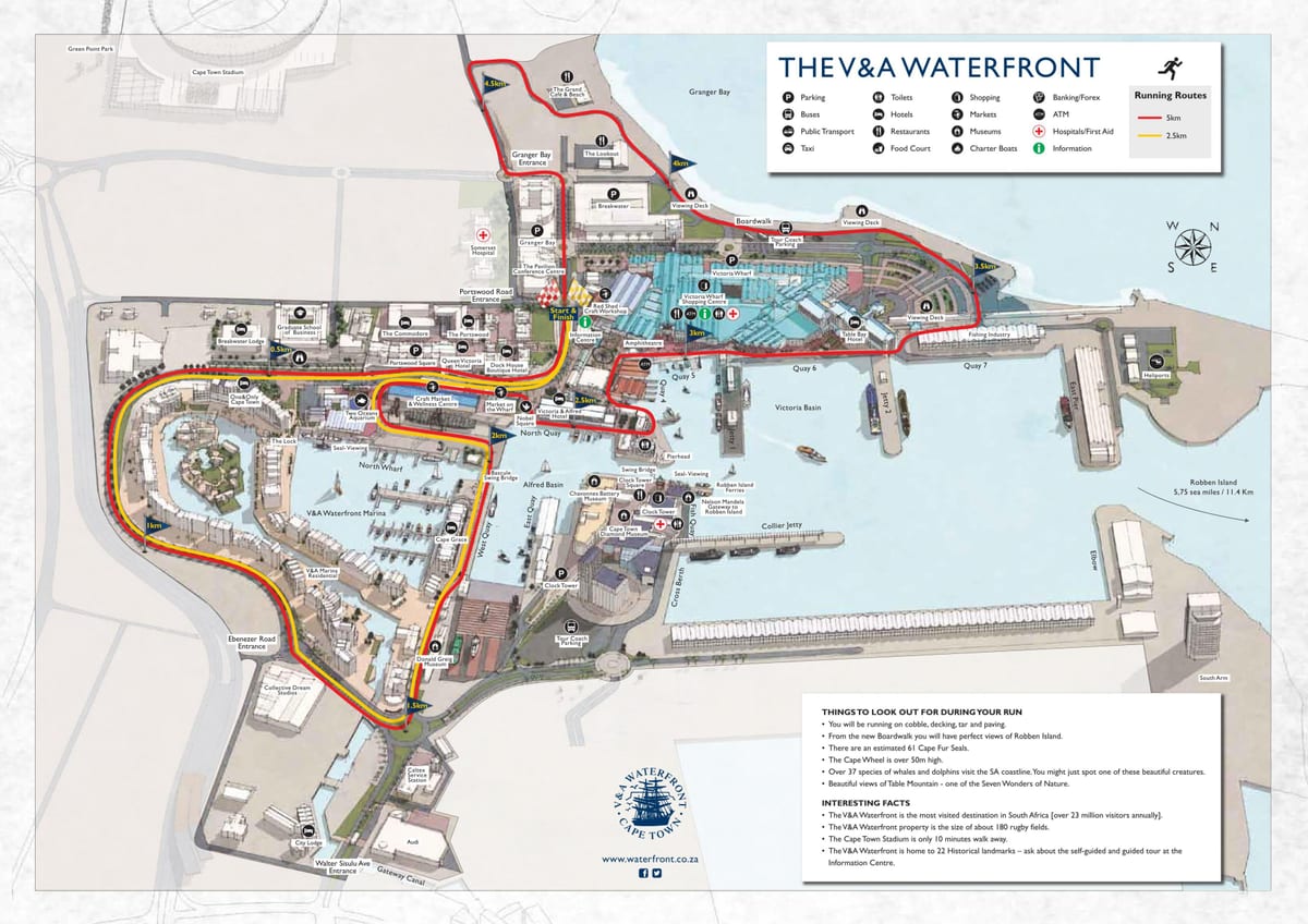 kaart van die v&a waterfront mall