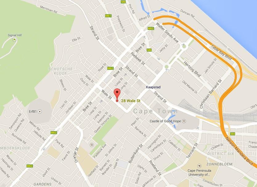 kaart van wale street Cape Town