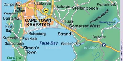 Die kaart van Kaapstad
